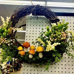 Mushroom Front Door Wreath Porch Door Decor cottage core